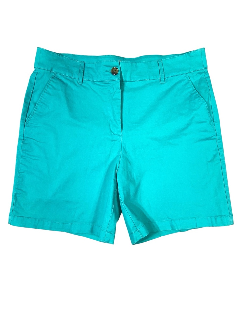 Kim Rogers Comfort Waist Chino Shorts Women's 14 Turquoise Aqua Hi Rise Coastal